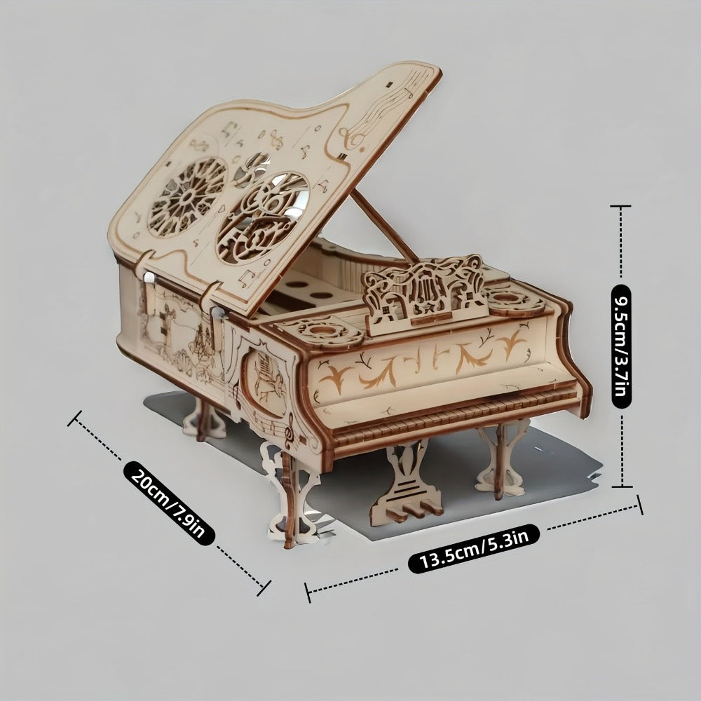 Piano Model Kit 3D Wooden Puzzle – Detailed Plywood Jigsaw Assembly, Musical Instrument Handcraft for Adults & Teens, Unique Gift for Music Lovers Pianists, Birthday Christmas Desk Decor