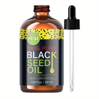 Black Seed Oil 100% Pure Cold Pressed Multi-Use Moisturizing Firming Skincare Oil for Face Body Hair Nails Eyelashes Natural Plant Extract All Skin Types Daily Skincare Routine