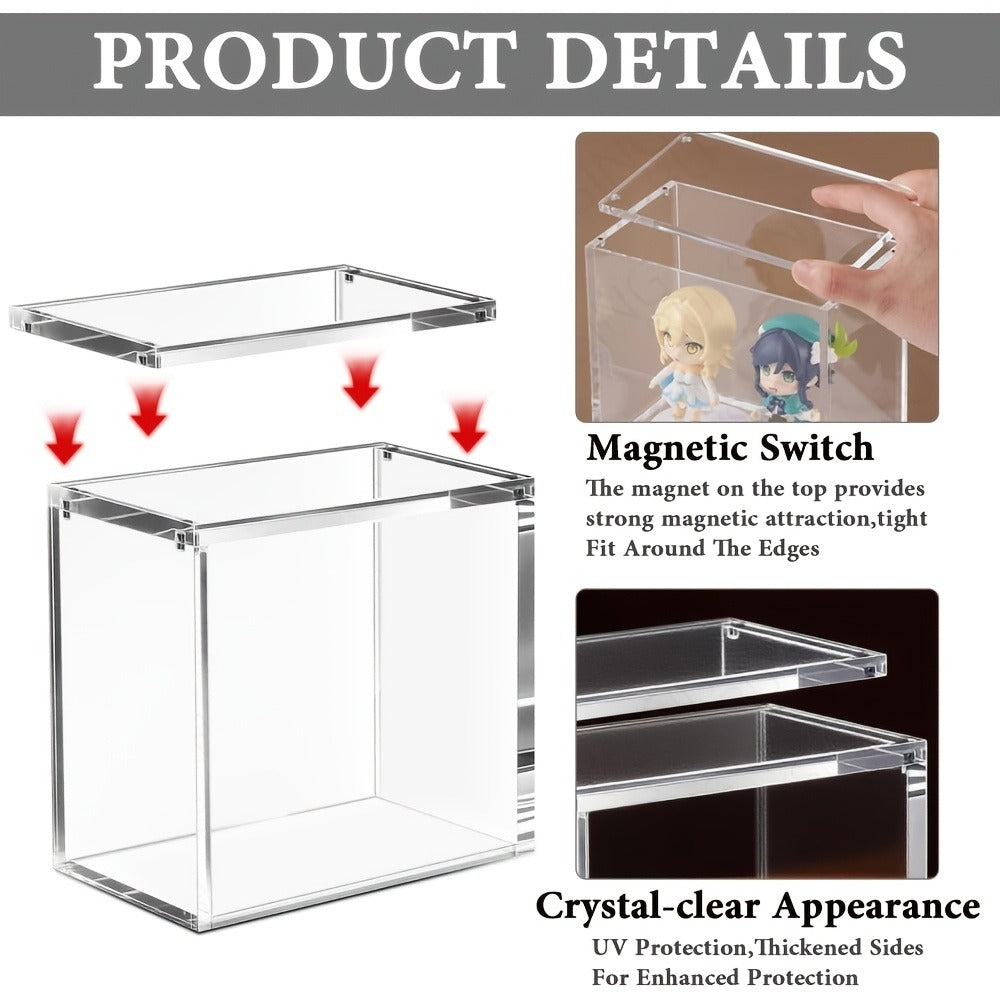 Pokemon Booster Box Acrylic Display Case – Stackable 6mm+6mm+3mm Thick Clear Case with Magnetic Lid for PKMN Booster Box Storage & Showcase, Not ETB Size
