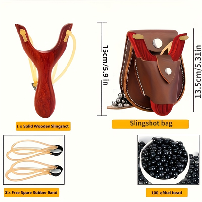 Wooden Slingshot Set 5pcs Professional Outdoor Shooting Sports Slingshot Kit High Quality Natural Wood Catapult for Target Practice Hunting Training Backyard Games Adults Kids Red
