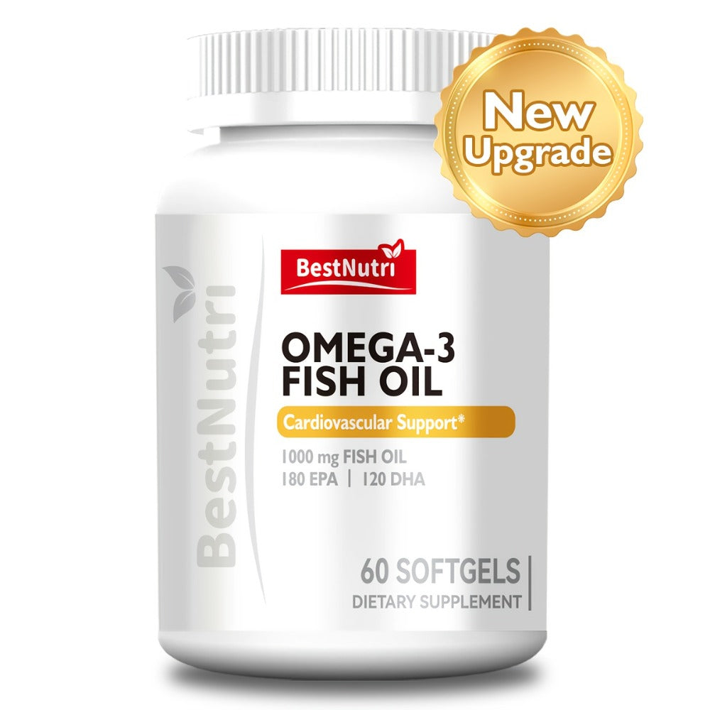 Omega-3 Fish Oil 2000mg Softgels with EPA & DHA — Cold-Extracted CGMP Certified | Brain Vitality Heart Health Anti-Inflammatory Support | For Adults & Young Adults | 60 or 90 Softgels