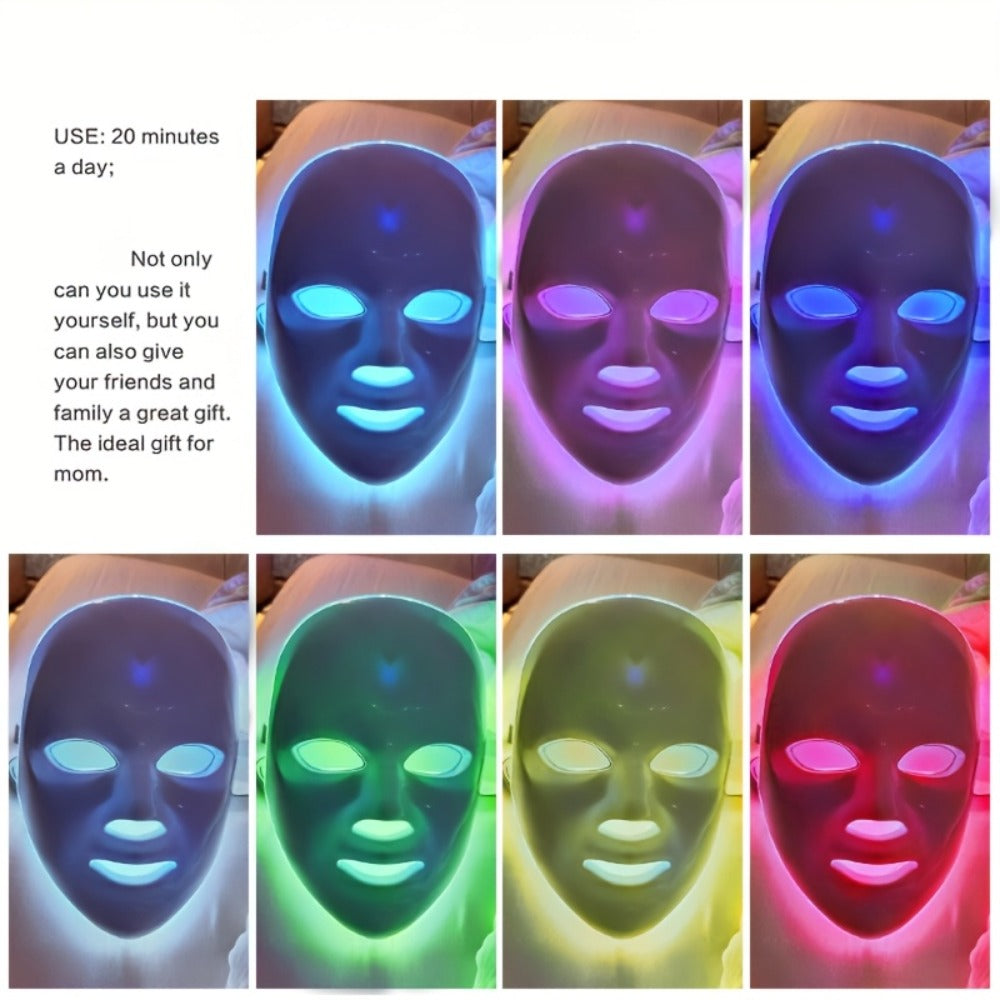 Portable 7-Color LED Facial Mask Device – USB Rechargeable Home Beauty Skincare Tool for Face Care, Anti-Aging & Acne, Perfect Gift for Girlfriend & Valentine's Day