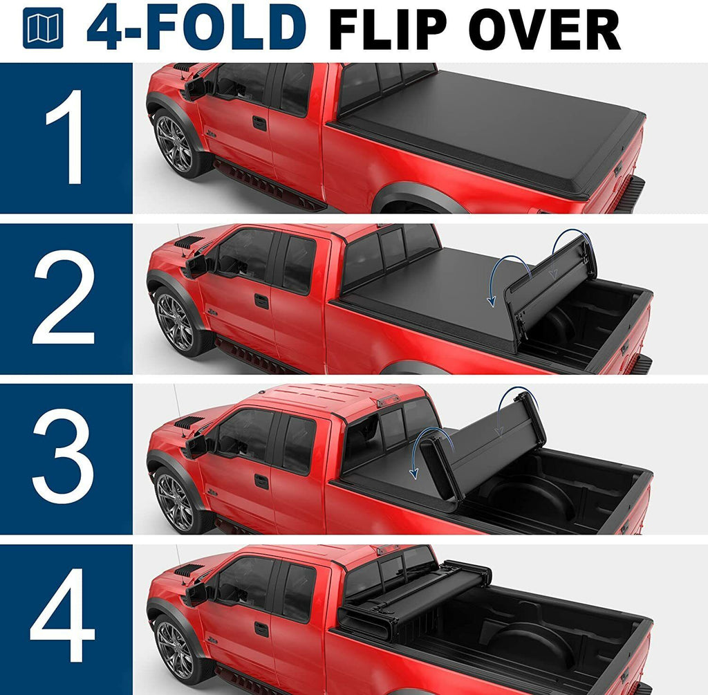 6.4FT/6.5FT 4 Fold Soft Bed Tonneau Cover For Ram 1500 2002-2026 For Ram 2500/3500 2003-2026