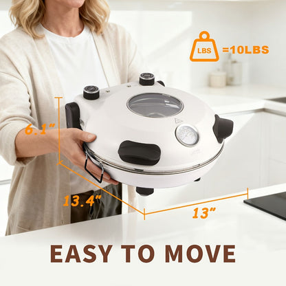Indoor Pizza Oven Countertop – 12-Inch Electric Pizza Maker Machine for Home Kitchen, Heats Up to 800°F, Fast Baking Grill Oven with Even Heat Distribution, White