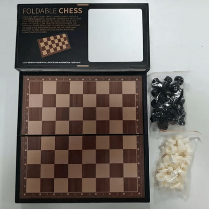 Folding Chess Set 33 Pieces with Board & Gift Box – Travel Portable Strategy Game for Kids Adults Beginners, Classic Tabletop Game for Family Game Night