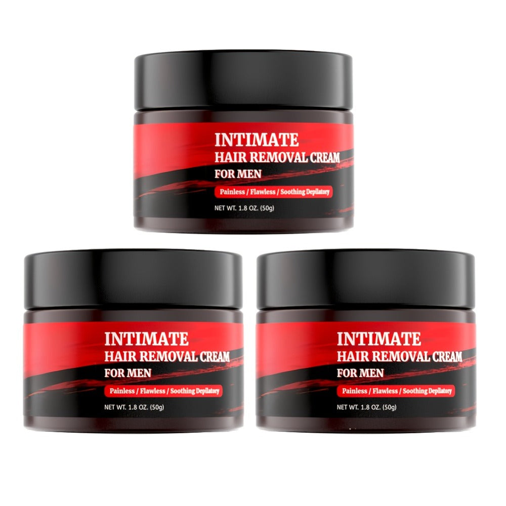 Intimate Area Hair Removal Cream for Men with Plant-Based Squalane Fast-Acting Painless Depilatory for Groin Chest Back Body Sensitive Skin 50g 1-5 Pack Razor-Free Smooth Skin