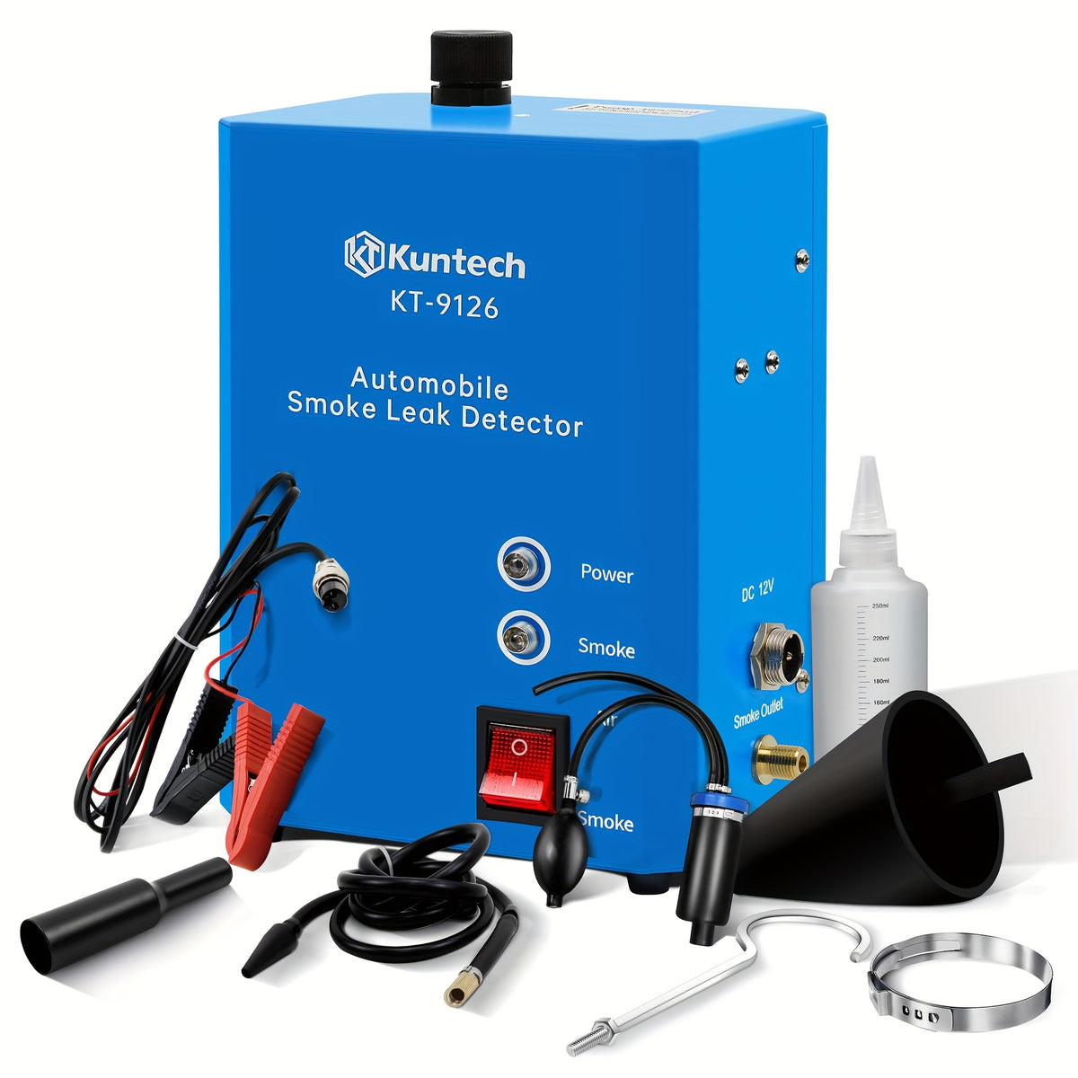 Automotive Built-in Smoke Machine with Air Pump, 12V DC Smoke Leak Detector for Pipe Systems, Fuel Leaks, and Complete Vehicle Leak Diagnostic Testing, Pipe System Testing, Compact Design, Handheld Device, Vehicle Owners
