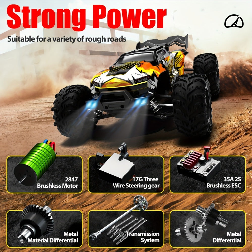 70KM/H High-Speed RC Off-Road Car 1:16 Scale 4WD – 2.4GHz Remote Control Truck with Simulation Structure, All-Terrain Monster Truck for Kids & Adults, Birthday Gift, Red Blue Black