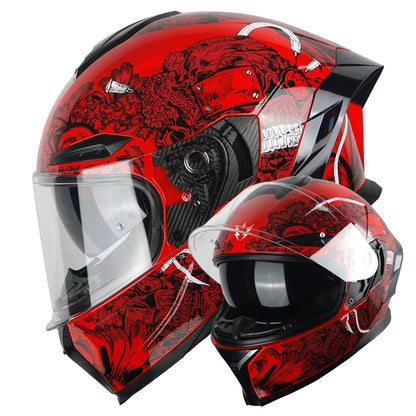 Motorcycle Full Face Helmet DOT Adults Street Bike Dual Visor Sun Inner Shield Anti Fog Pinlock Shield HJAH15