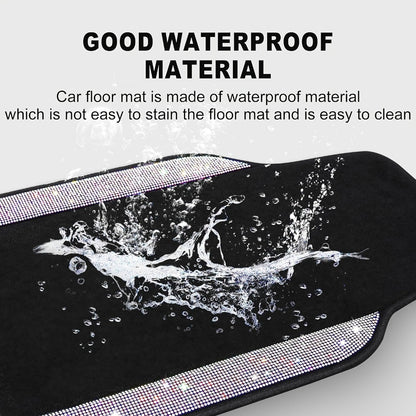 Bling Car Floor Mats Full Set – Rhinestone Sparkle Glitter Diamond Carpet, Universal Fit Cars SUV Trucks, 4pcs Anti-Slip Pad, Cute Car Accessories for Women & Girls