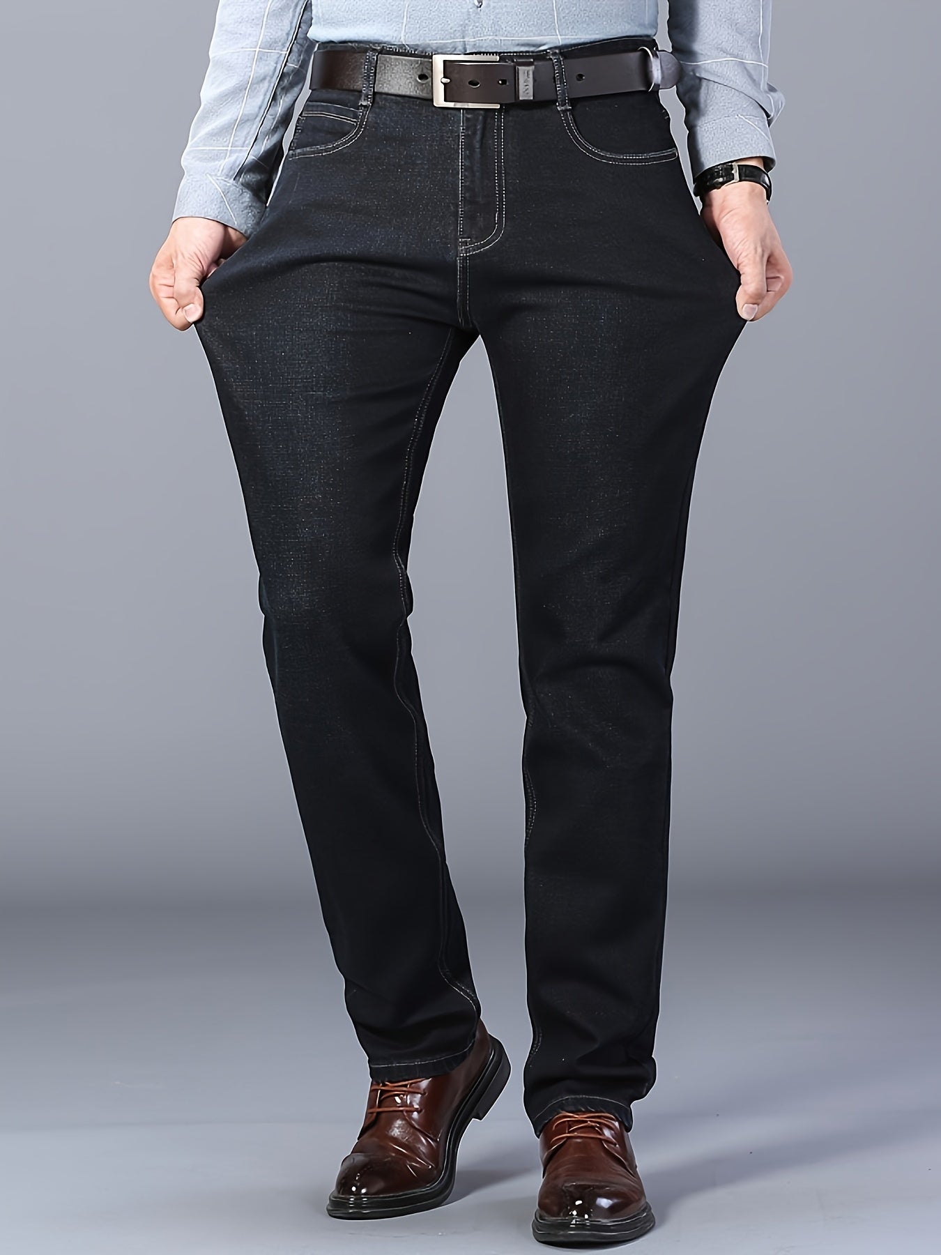 Men's Straight Leg Jeans - Black Denim Clean Finish Weekend