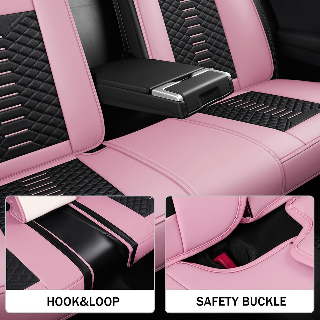 5-Seat Nappa Leather Breathable Perforated Air Hole Universal Car Seat Covers Full Set Full Surrounding Front Back Side Cushion Protector Fit for Most Cars SUV Truck Sedan