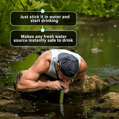 Portable Water Filter Straw for Camping, Hiking & Backpacking – 0.2 Micron Filtration, Filters Up to 10000 Gallons, BPA-Free Survival Water Purifier