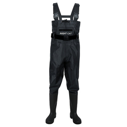Waterproof Chest Waders for Men – Bootfoot PVC Fishing Suit with H-Back Suspenders, Anti-Slip Rubber Boots | Sizes 7.5–13 | Ice Fishing, Fly Fishing, Saltwater & Hunting