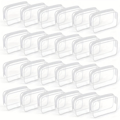TSA Approved Clear Toiletry Bags Set of 24 Transparent Travel Makeup Organizer Pouches Medium Size Airport Security Quart Bag for Liquids Skincare Women White Rose Red