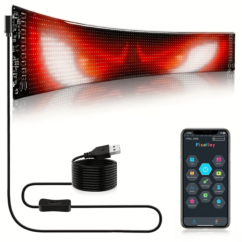 [Flexible LED Matrix Panel]LED Matrix Panel Identification, with USB Power Supply, Application Control and Remote Control; Flexible, DIY Programmable Lighting, Suitable for Cars, Stores, Hotels, Holidays; Easy to Install, Durable Design(No Remote