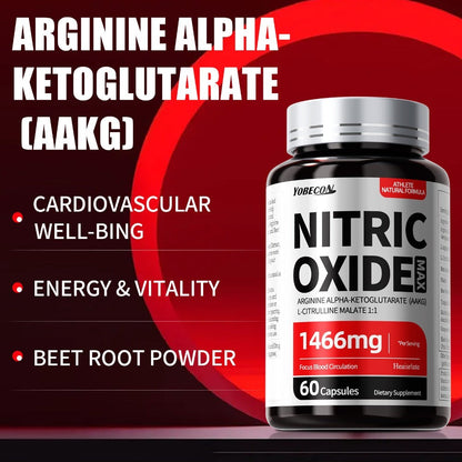 Nitric Oxide Supplement 1466mg with L-Arginine, L-Citrulline & Beet Root — Boosts Blood Flow, Muscle Pump, Endurance & Athletic Performance | Pre-Workout Capsules for Men & Women | 1-3 Bottle Options