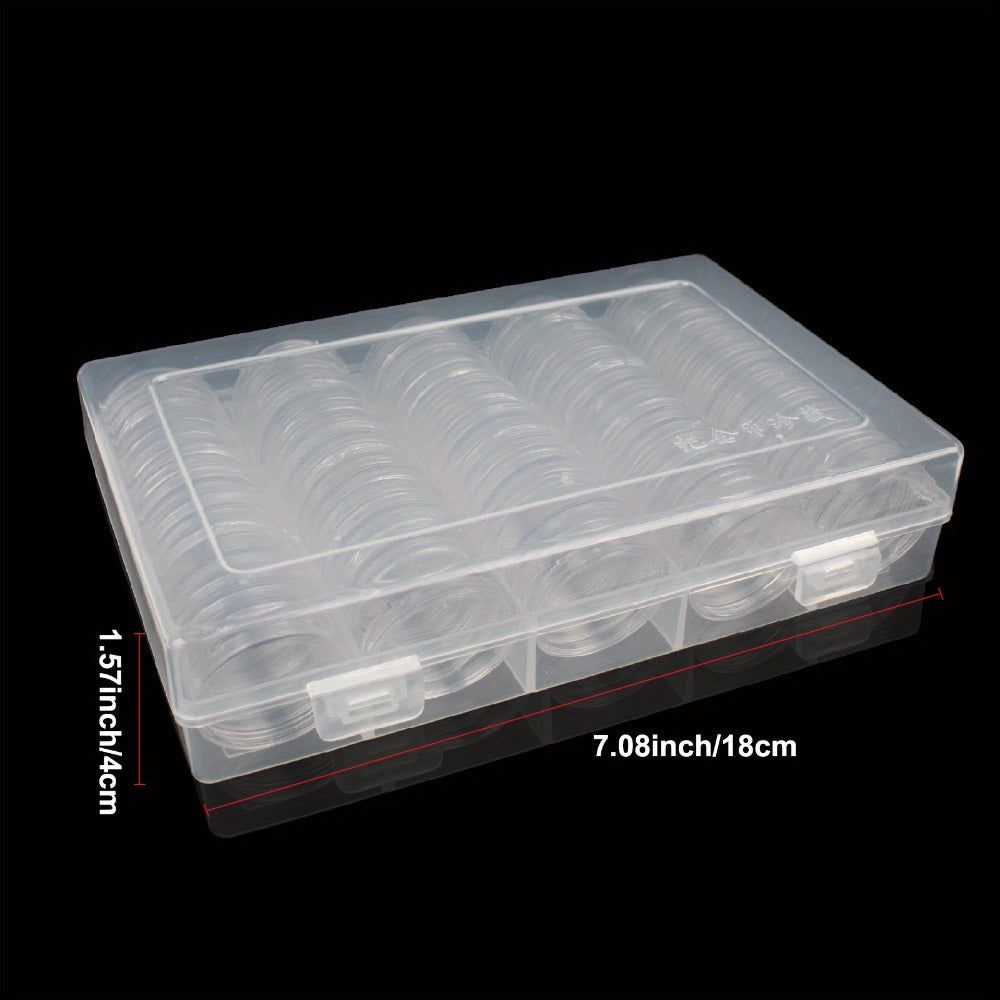 Clear Coin Capsules 300PCS with Adjustable EVA Foam Gaskets – Plastic Round Coin Holders for Collectors, Dollar Coin Protectors, Storage Box Included