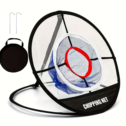 Portable Folding Golf Ball Pick Up Net – Golf Training Target Retrieval Net with Fixing Tool for Indoor & Outdoor Swing Practice, Durable Foldable Golf Chipping Net for Backyard & Driving Range