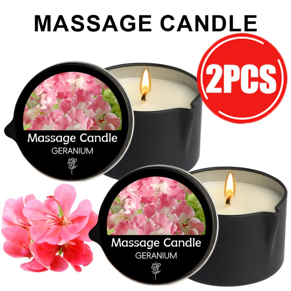 Massage Oil Candle 2-in-1 Soy Wax Scented Candle with Essential Oil — Moisturizing Warm Body Lotion for Spa Pedicure Relaxation Aromatherapy Gift for Women 2oz Multiple Scents