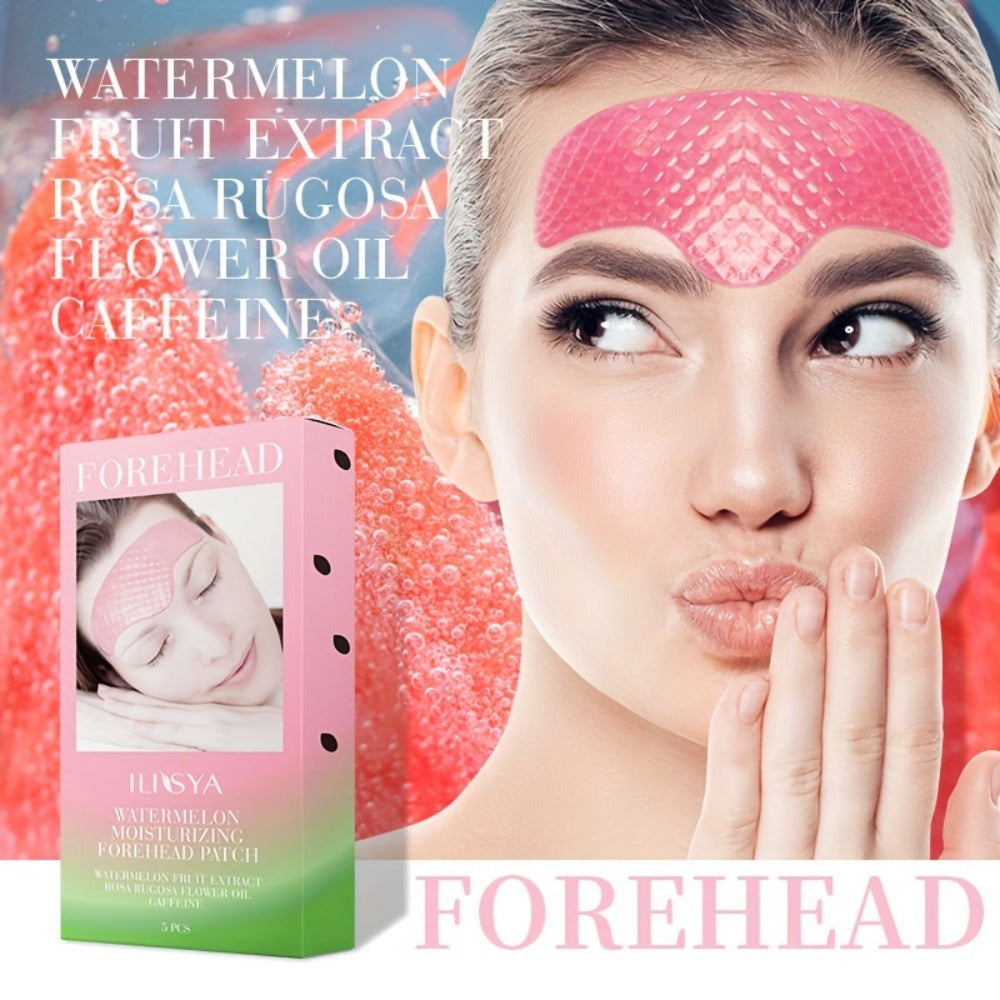 Watermelon Forehead Patches 15pcs Caffeine Collagen Niacinamide Ultra Hydrating Moisturizing Brightening De-Puffing Daily Facial Skin Care for Women All Skin Types