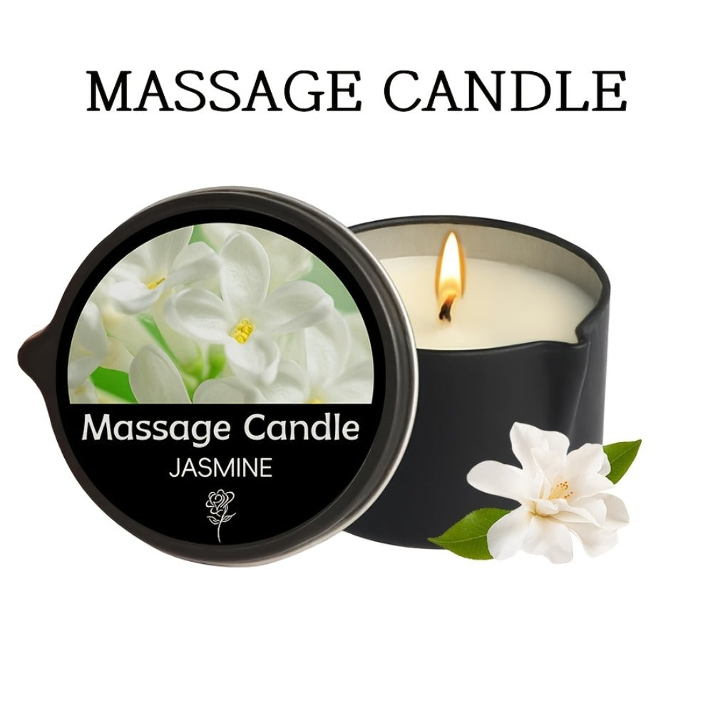 Massage Oil Candle 2-in-1 Soy Wax Scented Candle with Essential Oil — Moisturizing Warm Body Lotion for Spa Pedicure Relaxation Aromatherapy Gift for Women 2oz Multiple Scents