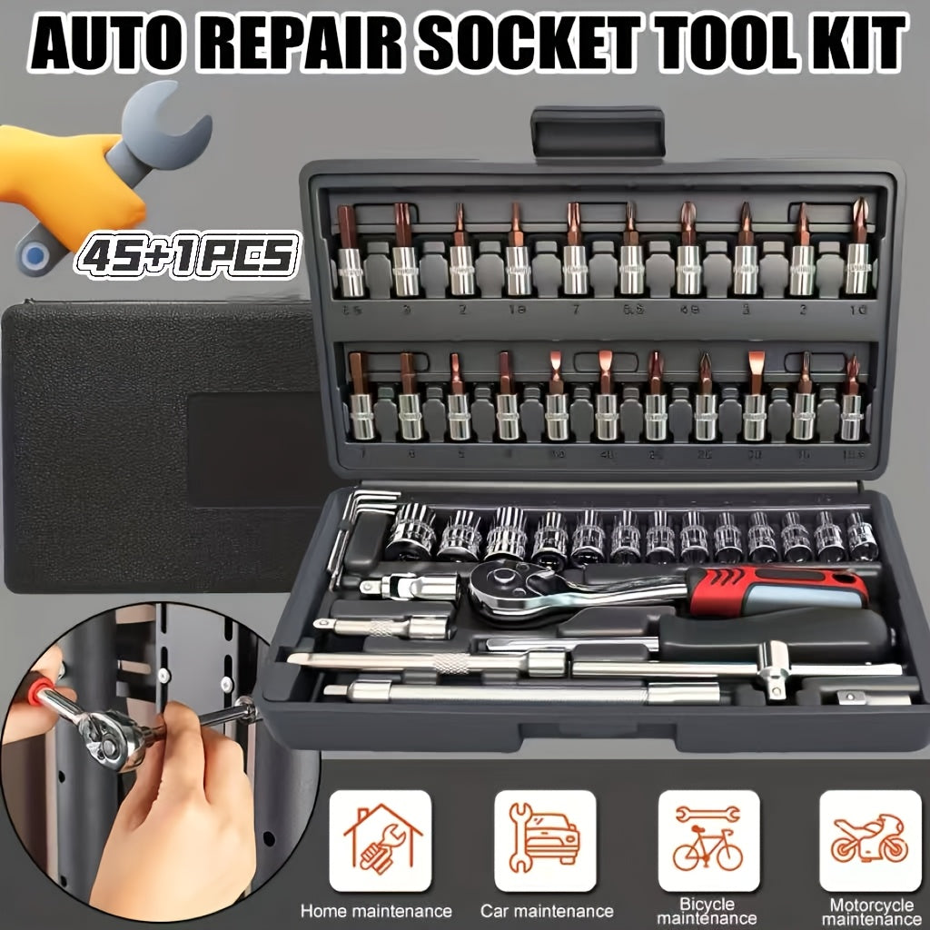 Car Maintenance Tool Set, Auto Repair Wrench, Multipurpose Ratchet Tool Set - Ratchet Torque Wrench And Screwdriver, Portable Vehicle And Bicycle Repair Tools, Ideal Gift for Mechanics And Mechanical DIY Enthusiasts, Mechanic Tool Set