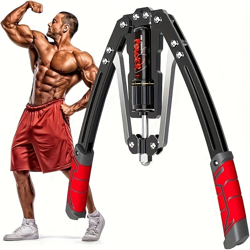 Hydraulic Arm Trainer Adjustable Resistance 22-440 lbs Carbon Steel Home Gym Equipment Chest Shoulder Back Multi-Muscle Workout Foldable Design 20-Level Resistance Non-Slip Handle Fitness Trainer Red
