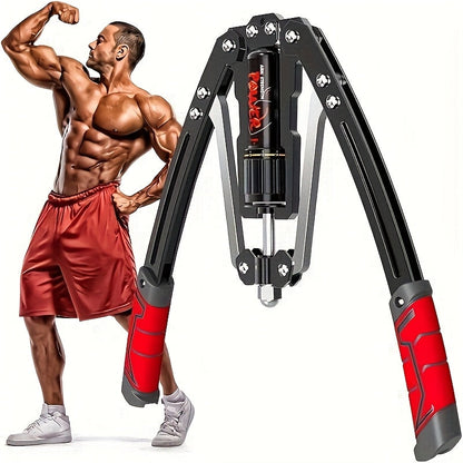 Hydraulic Arm Trainer Adjustable Resistance 22-440 lbs Carbon Steel Home Gym Equipment Chest Shoulder Back Multi-Muscle Workout Foldable Design 20-Level Resistance Non-Slip Handle Fitness Trainer Red