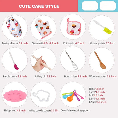 Kids Cooking & Baking Set 24 PCS – Chef Hat & Apron Dress-Up Costume with Baking Accessories for Girls Boys Ages 3-10 | Pretend Play Kitchen Toy | Best Birthday Christmas Gift