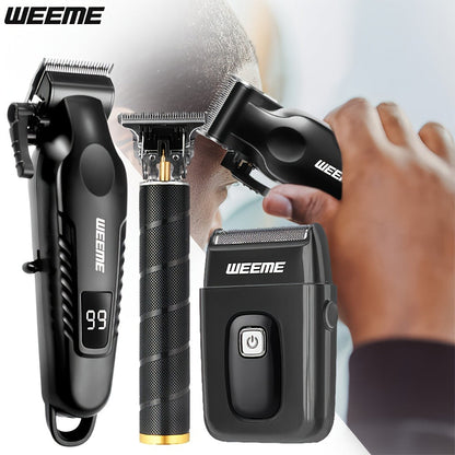 Men's Professional Grooming Kit – Cordless Rotary Shaver & T-Blade Trimmer, Type-C Charging, 6 Adjustable Combs, Non-Slip Beard Shaper for Travel & Family Haircut