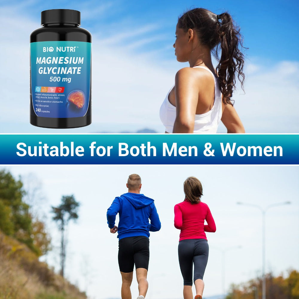 Magnesium Glycinate 500mg Chelated Capsules – Deep Sleep, Stress Relief & Muscle Relaxation Supplement for Women & Men, High Absorption, 240 Capsules 120-Day Supply