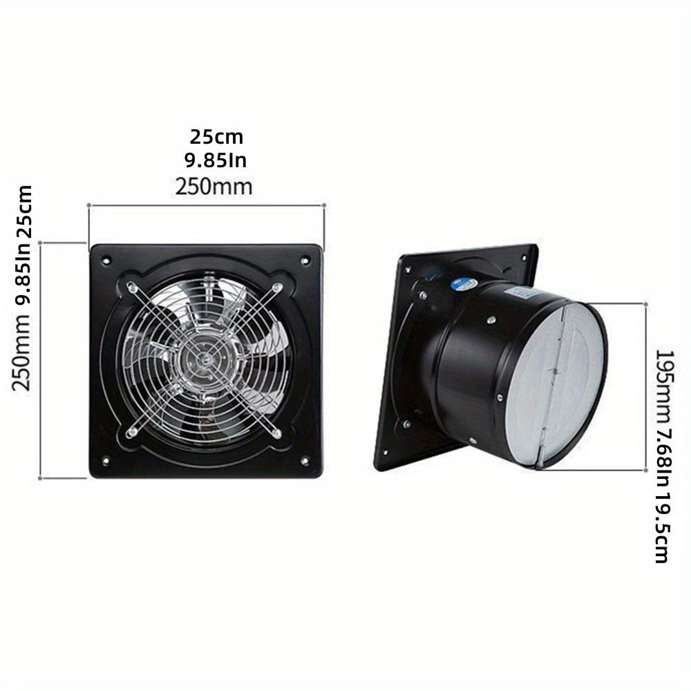 Exhaust Fan 8 Inch Wall Mount Ventilation Fan – 40W Pure Copper Motor, Backdraft Damper, Metal Fume Extractor with Switch for Kitchen, Bathroom, Garage, Shop & Smoking Room