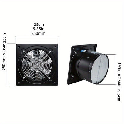 Exhaust Fan 8 Inch Wall Mount Ventilation Fan – 40W Pure Copper Motor, Backdraft Damper, Metal Fume Extractor with Switch for Kitchen, Bathroom, Garage, Shop & Smoking Room