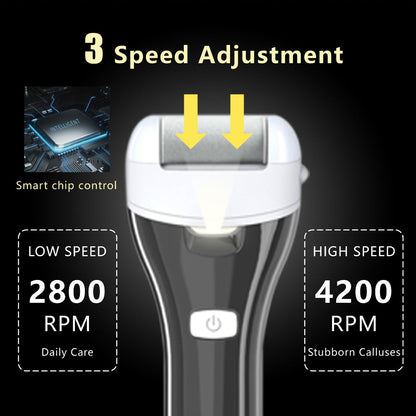 Electric Foot File 14-in-1 Rechargeable Pedicure Kit 3 Roller Heads Dead Skin Callus Remover Portable Foot Scrubber Professional Foot Care Tool for Women Men Black White Silver