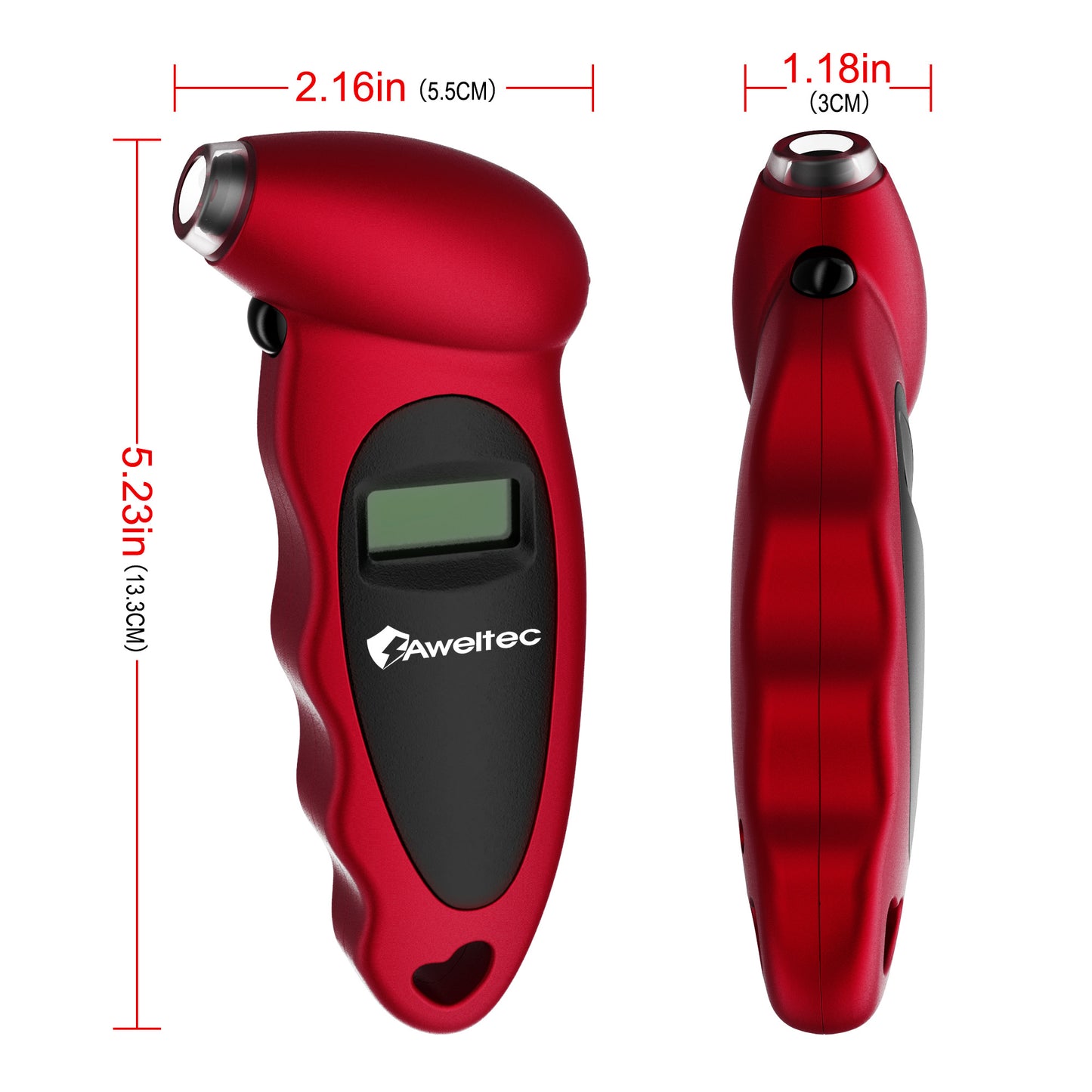 Digital Tire Pressure Gauge 2-Pack, 150 PSI with Backlit LCD, 4 Modes & Non-Slip Grip – Fits Car, Truck, Motorcycle & Bicycle – Red/Silver/Black