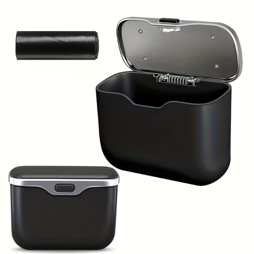 Car Trash Can with Garbage Bags – ABS Microfiber Mount, Dry & Wet Use, No-Damage Install, Fits 99% of Cars – Space-Saving Vehicle Waste Bin
