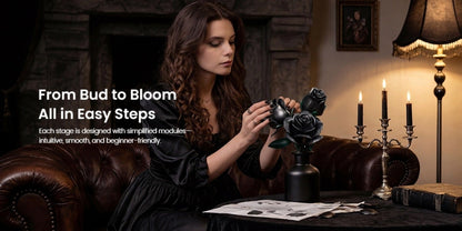 Black Rose Building Blocks Set 152 Pieces – 3 Gothic Artificial Flower Bouquet Brick Model Kit for Adults Teens, Unique Display Decor Gift for Valentine Birthday Anniversary Halloween Christmas