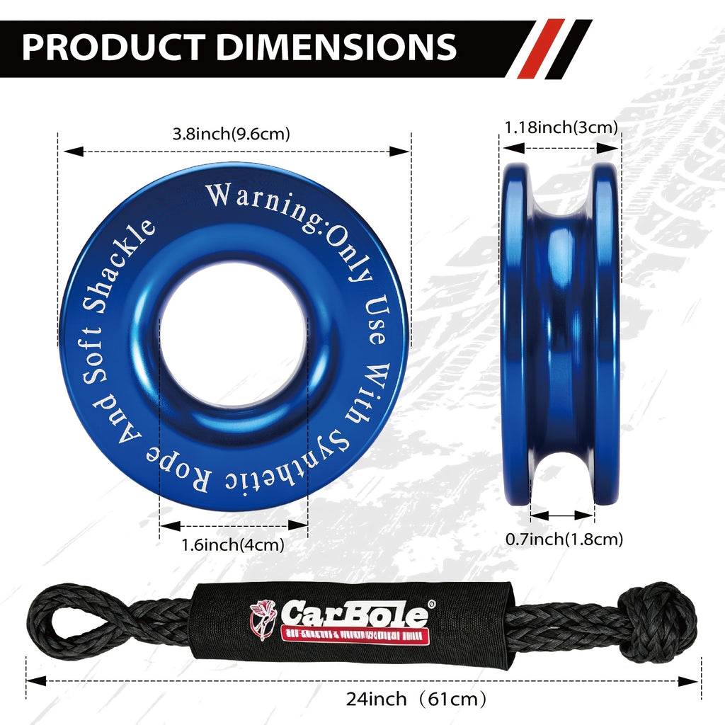 3-Pack Recovery Ring And Soft Shackle (1/2 Inch X 22 Inch) Kit for Synthetic Winch Rope for ATV UTV SUV Truck Off-Road Vehicle Recovery