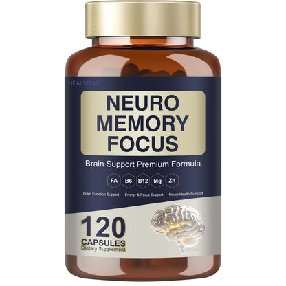 Memory Focus Brain Supplement 120 Capsules – Advanced Nootropic Formula with Ginkgo Biloba, Bacopa Monnieri, Alpha GPC & L-Tyrosine – Mental Clarity & Cognitive Support for Men and Women – Gluten-Free