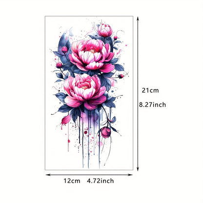 Watercolor Temporary Tattoos 24 Sheets for Women & Kids – Large Realistic Fake Tattoo Stickers Flower & Animal Designs Long Lasting Body Art Half Arm Tattoos
