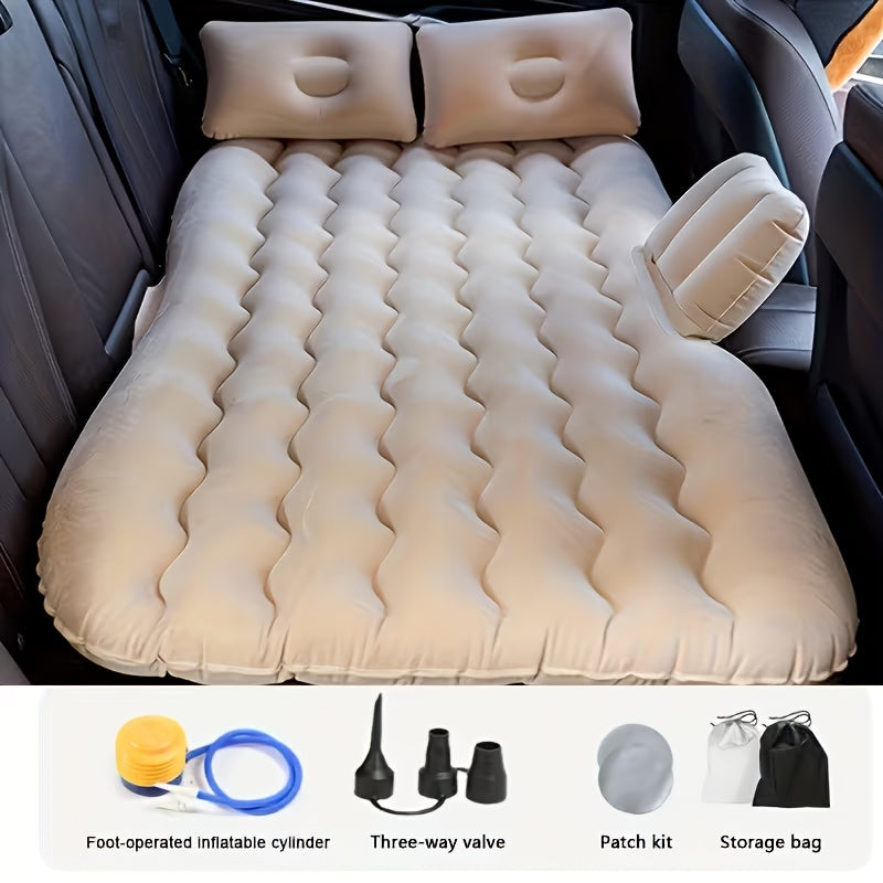 Outdoor Inflatable Bed, Car Bed, Portable PVC Plush Material Inflatable Mattress, Lightweight And Suitable For Camping, Picnicking, Travel, Beach, Can Be Stored In The Trunk, Including Storage And Repair Kit