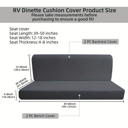 4pcs RV Dinette Cushion Covers, Stretch Jacquard RV Sofa Cushion Covers, Machine Washable, Dustproof Anti-Pet Hair RV Backrest Seat Cover Sofa Slipcovers for Booth Seats RV Camper Van Car Bench Protective Decor, Without Battery