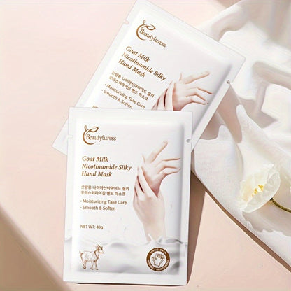 Moisturizing Hand Mask Gloves 20 Pairs with Niacinamide, Goat Milk & Glycerin | Brightening Deep Hydration Spa Treatment for Dry Rough Cracked Hands | Hypoallergenic Fragrance-Free Bulk Gift for Women