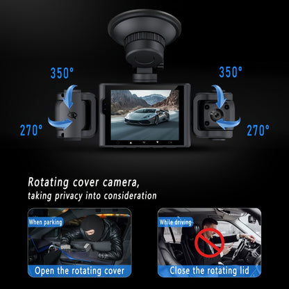 4-Channel 360° Dash Cam 1080P Front + 720P Rear Left Right All-Round Coverage, Quad-Screen Split Display, Night Vision, WDR, G-Sensor, Loop Recording – Optional 64GB Card