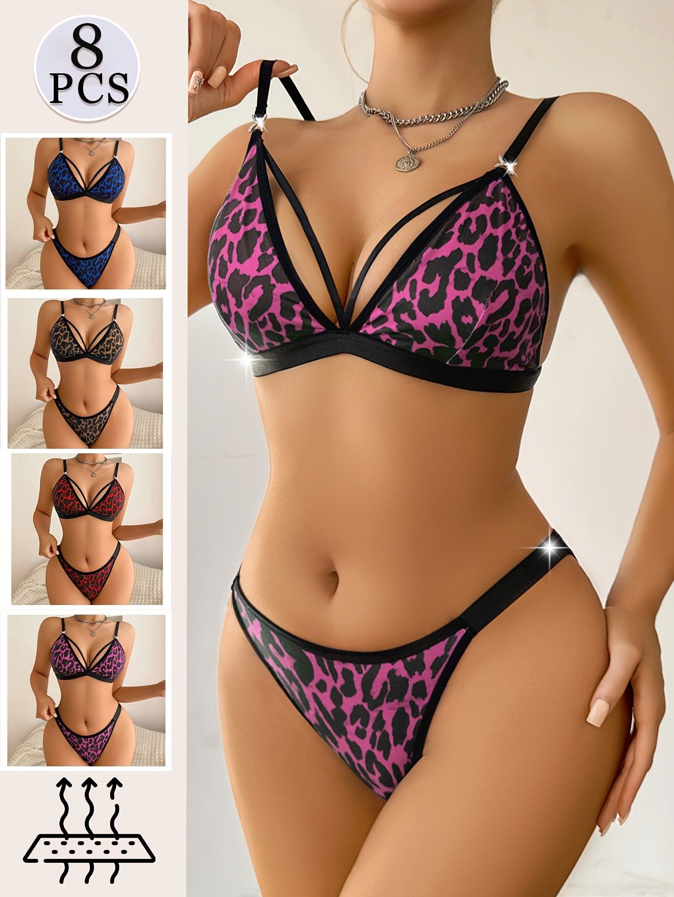 Men’s 8-Pack Women's Lingerie Set - Breathable Daily Comfort