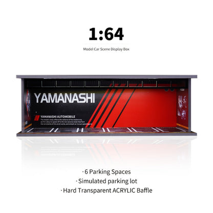 1/64 Scale Diecast Display Case with LED Light & Clear Acrylic Cover – Parking Garage Diorama Showcase with 6 Spaces for Die-Cast Model Cars, Collector Gift