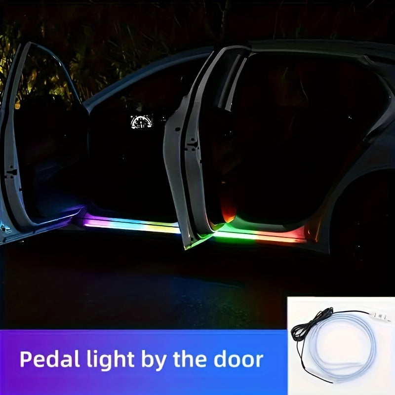 2pcs 60in RGB LED Door Pedal Light Strip - Neon Decorative Light with Remote Control, USB Powered, Battery Free - Suitable for Racing Effect On Cars, Trucks, And Pickups