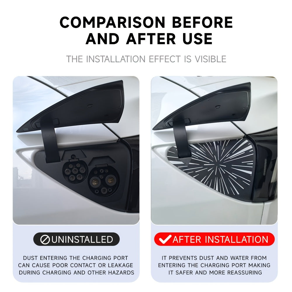 Suitable for Tesla Model 3 Highland/Model Y Juniper/Premium/Performance 2025-2026 Automotive Charging Port Protective Cover, Automotive Charging Port Protective Accessories, Non-destructive Installation Without Deformation