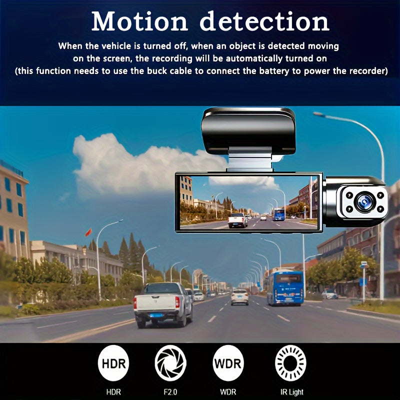 BCUOZ Dual Lens/Four Lens Car Additions 1080P Dashcam, 1080P Front And 720P Inside/Left/Rear Cameras, Adjustable Multi-Angle, 3.16-Inch Display, Infrared Night Vision, Wide Angle, Loop Recording, 12-24V Car Plug